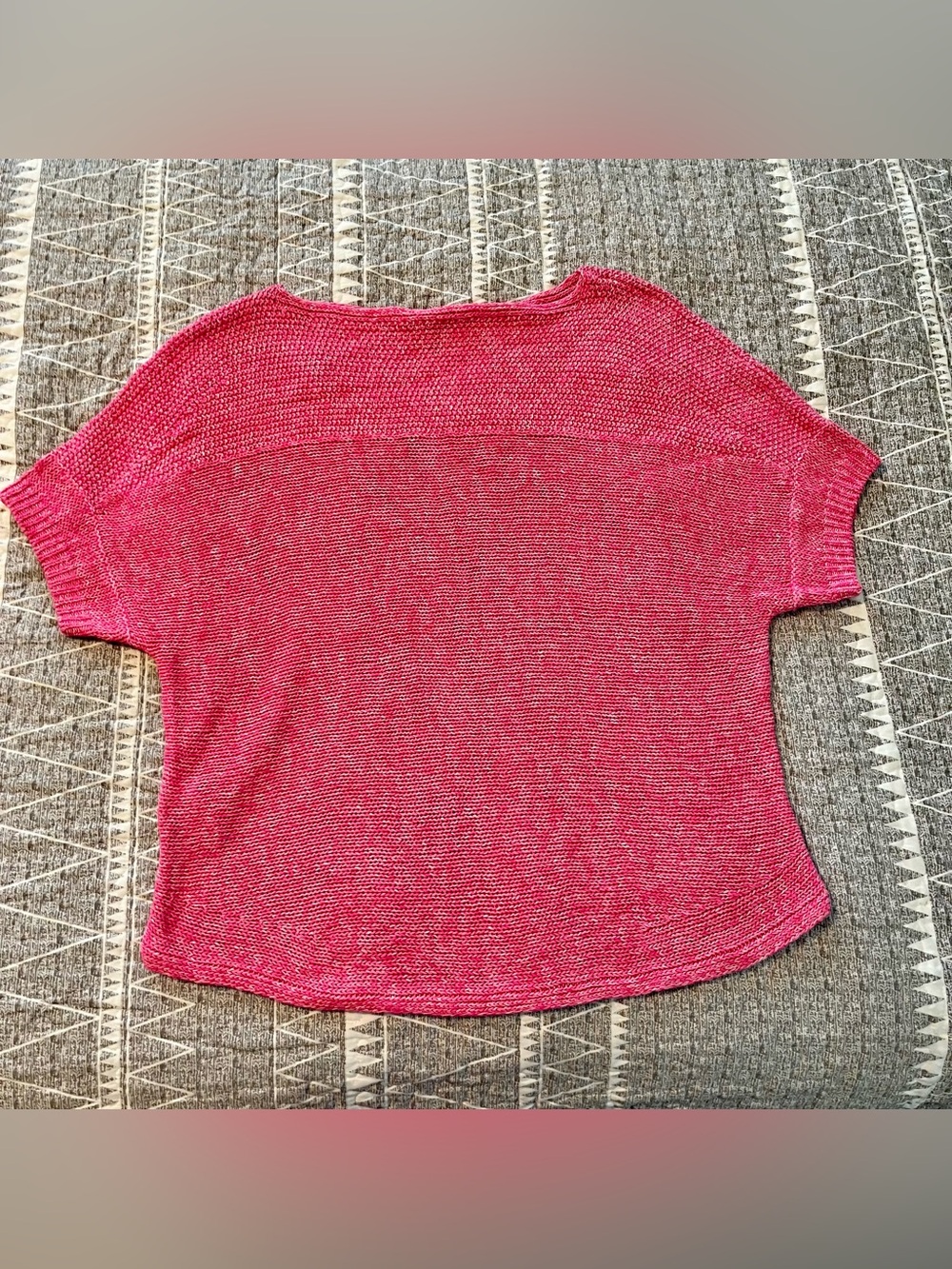 Tommy Bahama Pink Open Knit Short Sleeve Sweater Cotton Linen Blend XL
